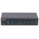 Manhattan Hub USB-A industriel 7 ports, 5 Gbit/s (USB 3.0), protection ESD 20 kV, alimentation secteur/bus/borniers, rail DIN, montage mural, boîtier métal, verrouillage vis