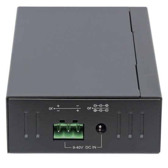 Manhattan Hub USB-A industriel 7 ports, 5 Gbit/s (USB 3.0), protection ESD 20 kV, alimentation secteur/bus/borniers, rail DIN, montage mural, boîtier métal, verrouillage vis