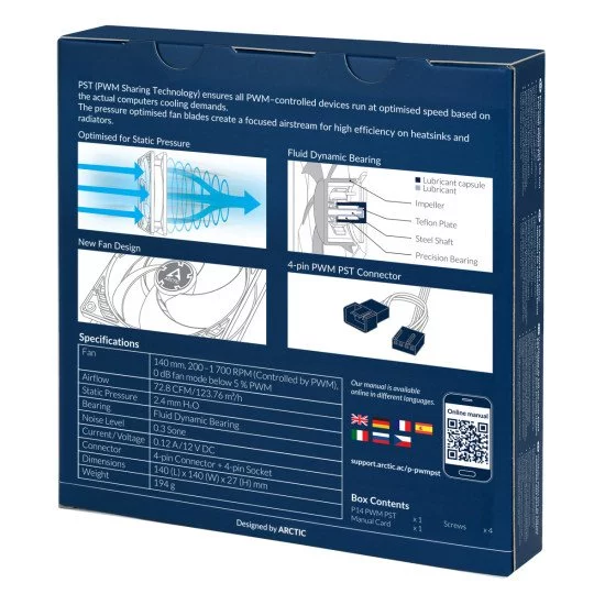 ARCTIC P14 PWM PST Ventilateur Boitier PC 14 cm Noir ARCTIC P14 PWM PST Ventilateur Boitier PC 14 cm Noir