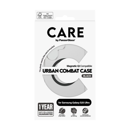 PanzerGlass CARE by ® Flagship Case Transparent Urban Combat w. Black Qi Compatible Samsung Galaxy S25 Ultra coque de protection pour téléphones portables Housse PanzerGlass CARE by ® Flagship Case Transparent Urban Combat w. Black Qi Compatible Samsung Galaxy S25 Ultra coque de protection pour téléphones portables Housse