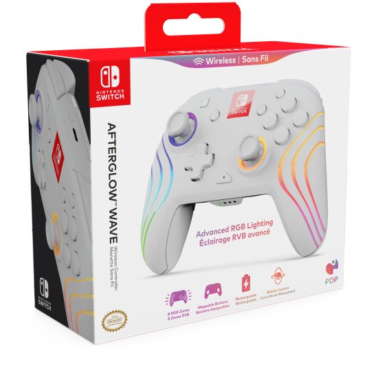 PDP Afterglow Wave Blanc USB Manette de jeu Analogique/Numérique Nintendo Switch, Nintendo Switch Lite, Nintendo Switch OLED