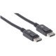 Manhattan Câble DisplayPort 1.2, 4K à 60 Hz, 1 m, mâle à mâle, connecteurs avec verrouillage, entièrement blindé, noir, garantie à vie, équivalent à DISPL1M