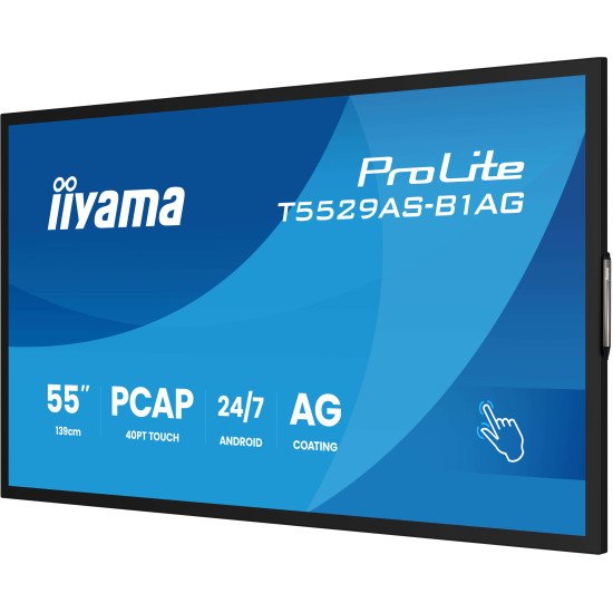 iiyama T5529AS-B1AG Écran d'affichage dynamique Écran plat interactif 138,7 cm (54.6") LED Wifi 500 cd/m² 4K Ultra HD Noir Écran tactile Intégré dans le processeur Android 24/7 iiyama T5529AS-B1AG Écran d'affichage dynamique Écran plat interactif 138,7 cm (54.6") LED Wifi 500 cd/m² 4K Ultra HD Noir Écran tactile Intégré dans le processeur Android 24/7