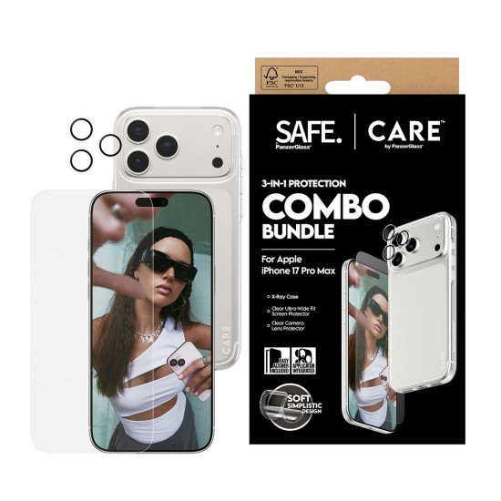 PanzerGlass SAFE. | CARE by ® 3-in-1 Fashionable Combo Bundle iPhone 17 Pro Max Protection d'écran transparent Apple 1 pièce(s)
