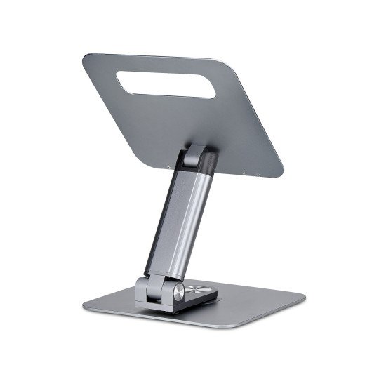 StarTech.com Support Télescopique pour PC Portable, Base Pivotante à 360°, Support Rotatif pour Bureau, Hauteur et Inclinaison Réglables, Poids Max 5kg, Construction en Aluminium, Design Portable