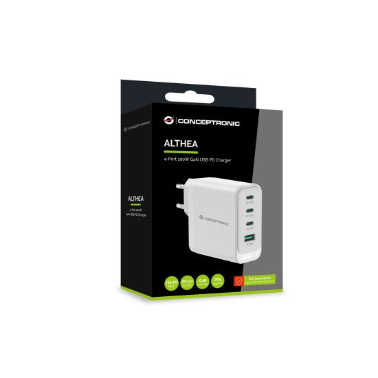 Conceptronic ALTHEA22W100 chargeur d'appareils mobiles Universel Blanc Secteur Charge rapide Intérieure Conceptronic ALTHEA22W100 chargeur d'appareils mobiles Universel Blanc Secteur Charge rapide Intérieure
