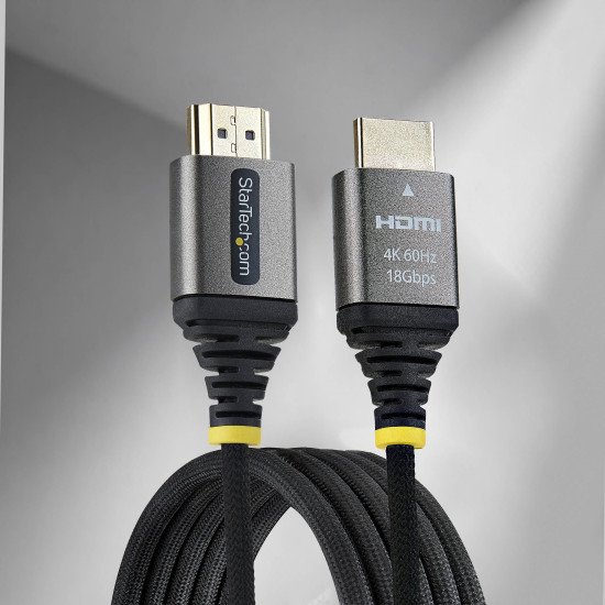 StarTech.com Câble HDMI Haute Vitesse Certifié Premium 1m (3ft), Ultra Flexible, 4K 60Hz/1440p 144Hz avec HDR10/ARC, 18Gbps, Cordon HDMI Tressé Haute Flexibilité