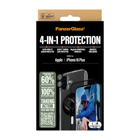 PanzerGlass ® 4-in-1 Protection Bundle iPhone 16 Plus Protection d'écran transparent Apple 1 pièce(s)
