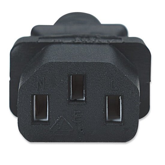 Manhattan Câble d'alimentation, prise Schuko européenne (CEE 7/4) vers connecteur C13 femelle, 1,8 m, 16 A, noir, câble secteur, garantie à vie