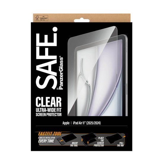 PanzerGlass SAFE. by ® Screen Protector iPad Air 11" (2024-2026) | Ultra-Wide Fit w. Fastfit tool Protection d'écran transparent Apple 1 pièce(s)