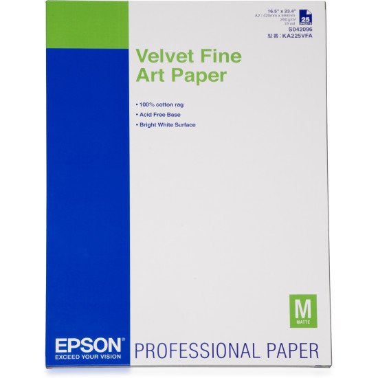 Epson Pap d'Art Velvet 260g 25f. A2 (0,420x0,594m)