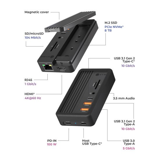ICY BOX IB-DK4072M-CU31 Noir