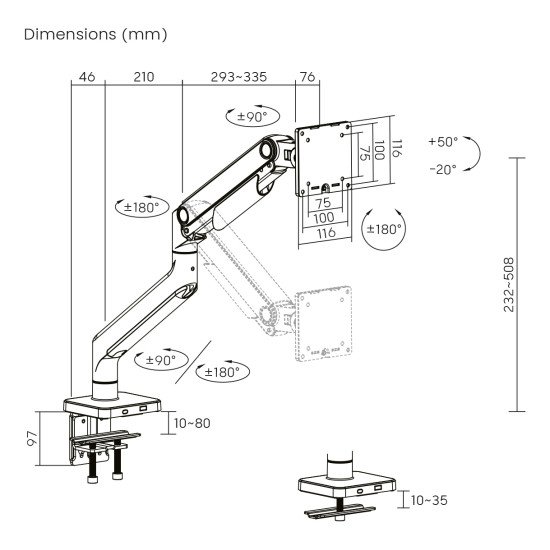 Digitus Support d'écran simple, 49", 20 kg