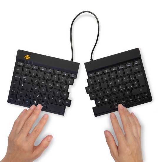 R-Go Tools Clavier ergonomique R-Go Split Break avec logiciel de pause, clavier ergonomique divisé, QWERTY (IT), bluetooth, noir
