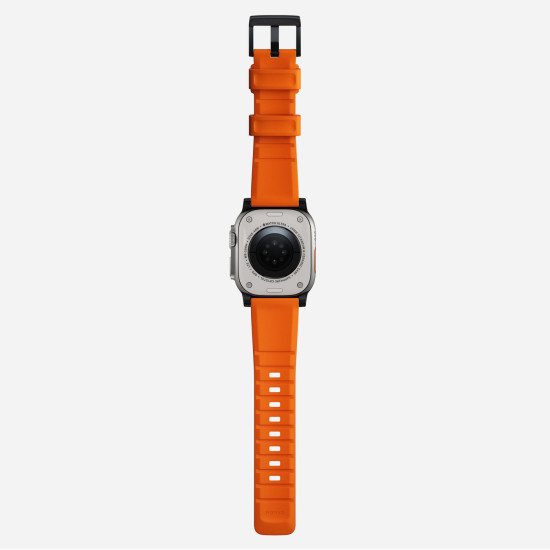 Nomad Rugged Bande Orange, Noir Acier inoxydable, Caoutchouc