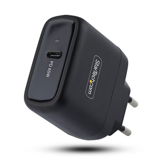 StarTech.com Chargeur PC Portable USB-C 65W, Chargeur Mural GaN Compact Pour Dell, XPS, HP ProBook, MacBook Pro, Surface Pro, Noir