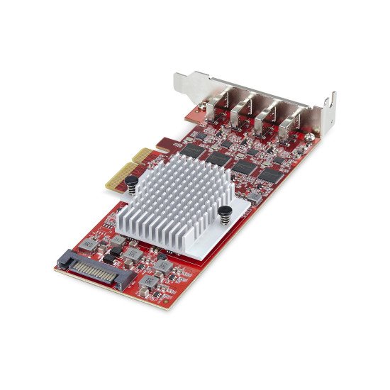 StarTech.com Carte PCIe USB-C 4 Ports, USB 3.2 10 Gbit/s, Carte d'Extension PCI Express USB-C, 4 Contrôleurs USB Indépendants, Carte PCIe USB Type-C, Windows/Linux/macOS, Conforme TAA