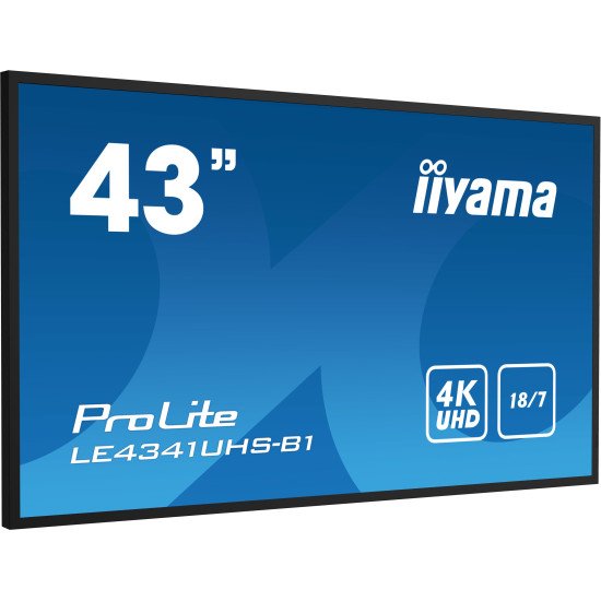 iiyama LE4341UHS-B1 affichage de messages Panneau plat de signalisation numérique 108 cm (42.5") LCD 350 cd/m² 4K Ultra HD Noir 18/7