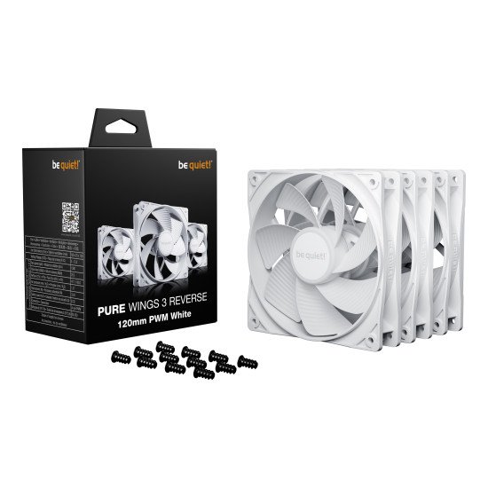 be quiet! Light Wings 120 mm PWM Reverse White | Ventilateur PC reverse noir | Pack de 3