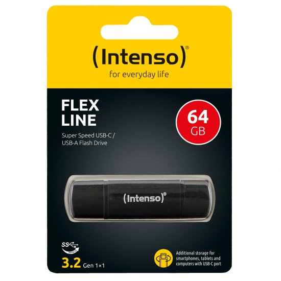 Intenso 3544490 lecteur USB flash 64 Go USB Type-A / USB Type-C 3.2 Gen 1 (3.1 Gen 1) Noir