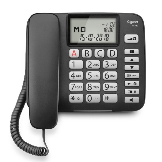 Gigaset DL580 Téléphone analogique Identification de l'appelant Noir