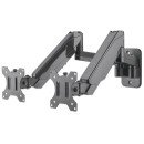 Manhattan Support mural double pour TV/moniteurs (Bras articulé à vérin à gaz), écrans 17" à 32", Compatibilité VESA : 75x75 et 100x100 mm (vérifiez les dimensions des quatre trous de fixation à l'arrière), charge max. 8 kg par écran, noir