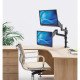 Manhattan Support de bureau double pour TV/moniteurs (bras à vérin gaz à Bras articulé), écrans 10" à 27", fixation à l'arrière par pince ou passe-câble, Compatibilité VESA : 75x75 et 100x100 mm (vérifiez les dimensions des quatre trous de fixat