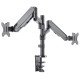 Manhattan Support de bureau double pour TV/moniteurs (bras à vérin gaz à Bras articulé), écrans 10" à 27", fixation à l'arrière par pince ou passe-câble, Compatibilité VESA : 75x75 et 100x100 mm (vérifiez les dimensions des quatre trous de fixat