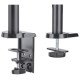 Manhattan Support de bureau double pour TV/moniteurs (bras à vérin gaz à Bras articulé), écrans 10" à 27", fixation à l'arrière par pince ou passe-câble, Compatibilité VESA : 75x75 et 100x100 mm (vérifiez les dimensions des quatre trous de fixat