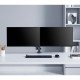 Manhattan Support de bureau double pour TV/moniteurs (bras à vérin gaz à Bras articulé), écrans 10" à 27", fixation à l'arrière par pince ou passe-câble, Compatibilité VESA : 75x75 et 100x100 mm (vérifiez les dimensions des quatre trous de fixat