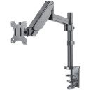 Manhattan Support de bureau TV/moniteur (Bras articulé à vérin à gaz), écrans 13"–27", pince ou passe-câble, Compatibilité VESA : 75x75 et 100x100 mm (vérifiez les dimensions des quatre trous de fixation à l'arrière), charge max. 8 kg