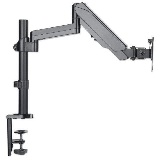 Manhattan Support de bureau TV/moniteur (Bras articulé à vérin à gaz), écrans 13"–27", pince ou passe-câble, Compatibilité VESA : 75x75 et 100x100 mm (vérifiez les dimensions des quatre trous de fixation à l'arrière), charge max. 8 kg