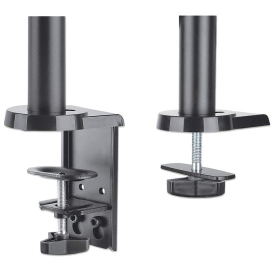 Manhattan Support de bureau TV/moniteur (Bras articulé à vérin à gaz), écrans 13"–27", pince ou passe-câble, Compatibilité VESA : 75x75 et 100x100 mm (vérifiez les dimensions des quatre trous de fixation à l'arrière), charge max. 8 kg