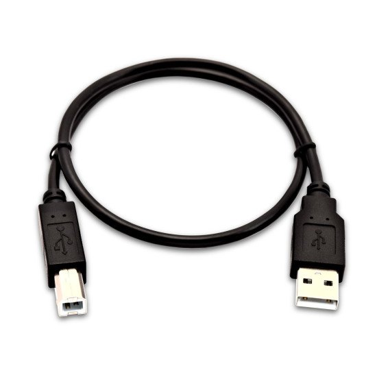 V7 USB A (mâle) vers USB B (mâle), 0,5 mètre (1,6 pied)  Noir