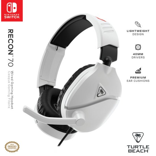Turtle Beach Recon 70 Casque Avec fil Arceau Jouer Noir, Blanc Turtle Beach Recon 70 Casque Avec fil Arceau Jouer Noir, Blanc