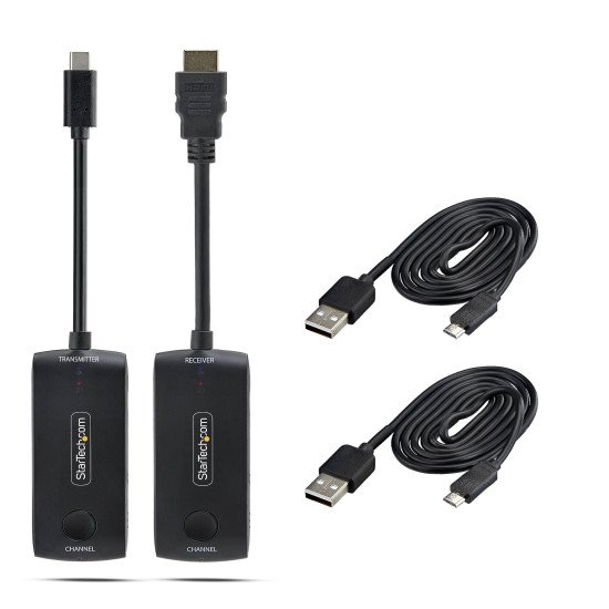StarTech.com Extension Sans Fil USB-C vers HDMI pour Salles de Réunion et Espaces de Travail Collaboratifs, 4K 60Hz, Portée de 20m, Alimentation par USB, Kit Émetteur-Récepteur Plug-and-Play