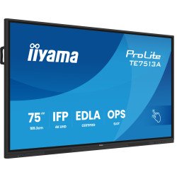 iiyama TE7513A-B2AG Écran d'affichage dynamique Écran plat interactif 190,5 cm (75") Wifi 500 cd/m² 4K Ultra HD Noir Écran tactile Intégré dans le processeur Android 24/7