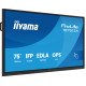 iiyama TE7513A-B2AG Écran d'affichage dynamique Écran plat interactif 190,5 cm (75") Wifi 500 cd/m² 4K Ultra HD Noir Écran tactile Intégré dans le processeur Android 24/7