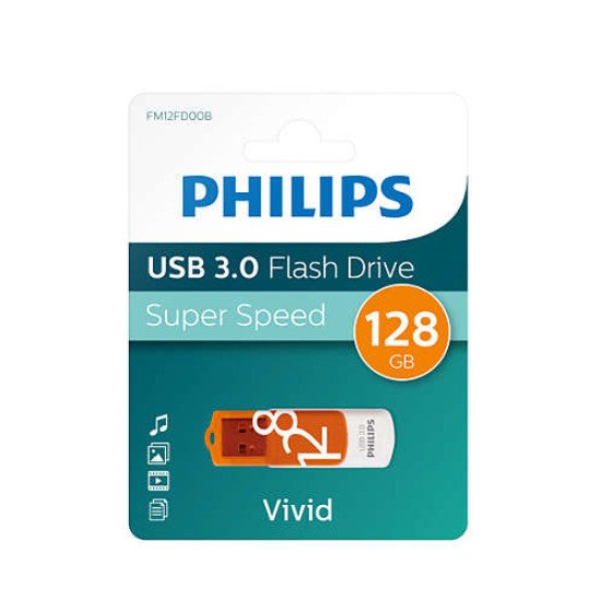 Philips FM12FD00B lecteur USB flash 128 Go USB Type-A 3.2 Gen 1 (3.1 Gen 1) Orange, Blanc