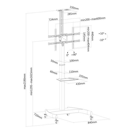 Newstar PLASMA-M1900E Meuble sur roulettes pour écrans plat