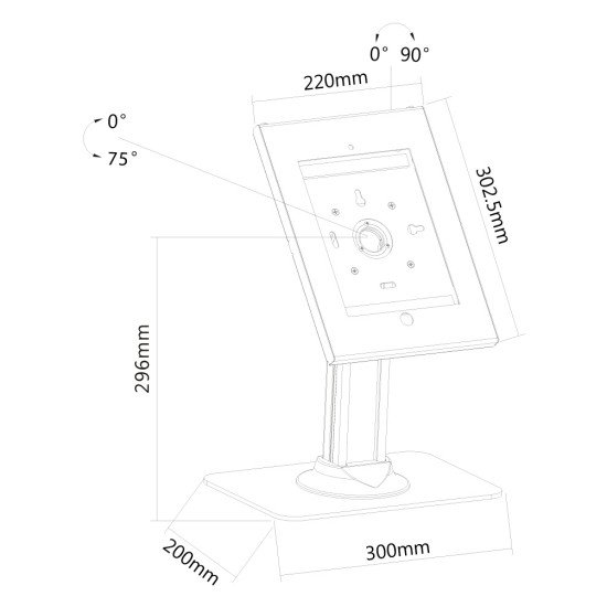 Newstar TABLET-D300WHITE socle d'écrans plats Pupitre à roulettes pour écran plat portable