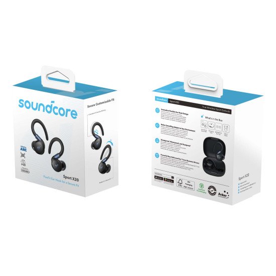 Soundcore Sport X20 Casque Sans fil Ecouteurs Appels/Musique/Sport/Au quotidien Noir Soundcore Sport X20 Casque Sans fil Ecouteurs Appels/Musique/Sport/Au quotidien Noir