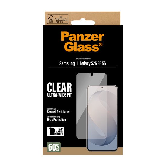 PanzerGlass ® Screen Protector Samsung Galaxy S26 FE 5G | Ultra-Wide Fit w. EasyAligner Protection d'écran transparent 1 pièce(s)