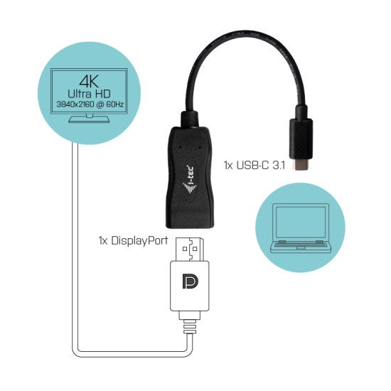 i-tec USB-C Display Port Adapter 4K/60 Hz Adaptateur & connecteur