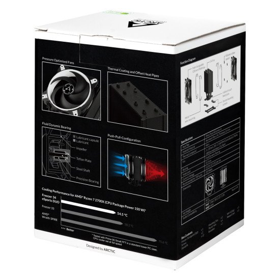 ARCTIC Freezer 34 eSports DUO Refroidisseur Processeur 12 cm Noir, Blanc ARCTIC Freezer 34 eSports DUO Refroidisseur Processeur 12 cm Noir, Blanc