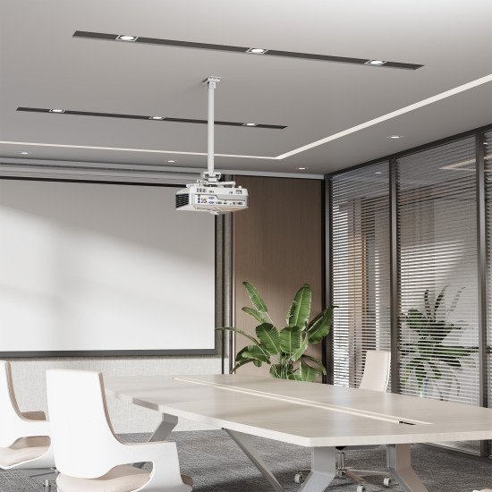 Manhattan Support de projecteur plafond, universel, Bras articulé, hauteur 745–1145 mm, charge max. 35 kg, blanc, rotation 360°, inclinaison ±20°, pivot ±8°