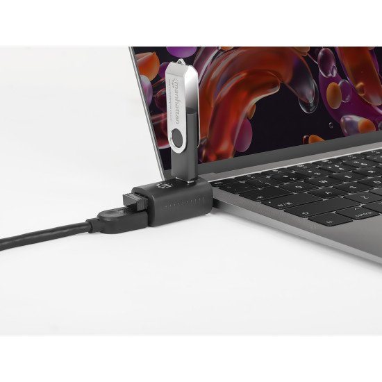 Manhattan Hub USB-C 3 ports ultra compact, 3x USB-A (1x 5 Gbit/s USB 3.0 + 2x 480 Mbit/s USB 2.0), Alimenté par USB (aucune alimentation externe requise)