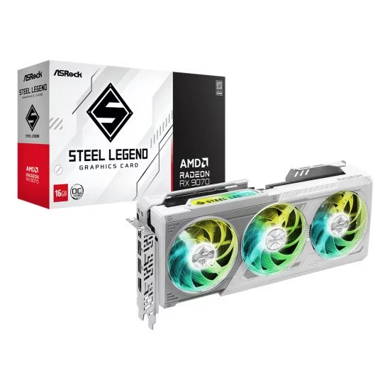 Asrock Steel Legend Radeon RX 9070 OC AMD 16 Go GDDR6 Asrock Steel Legend Radeon RX 9070 OC AMD 16 Go GDDR6