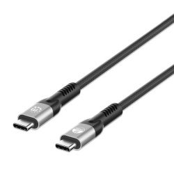 Manhattan Câble USB-C vers USB-C haute vitesse (240 W), 1 m, charge ordinateur portable + données et vidéo rapides, compatible tous PC portables (un chargeur mural USB-C de 240 W supplémentaire est nécessaire), transferts jusqu'à 40 Gbit/s, noir, garantie