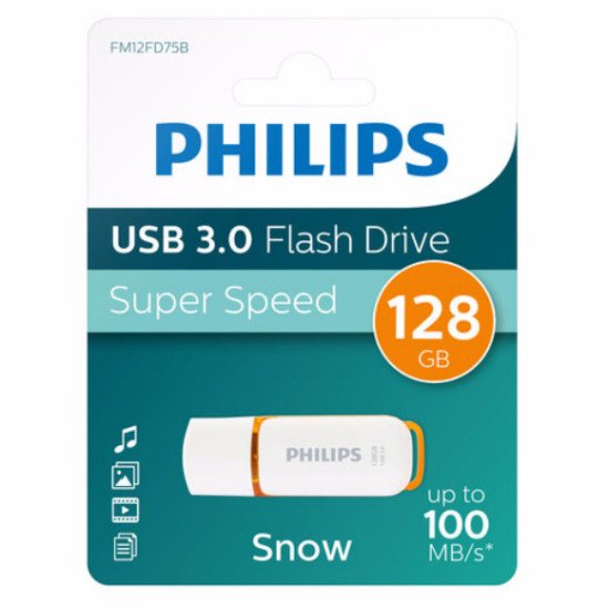 Philips FM12FD75B/00 lecteur USB flash 128 Go USB Type-A 3.2 Gen 1 (3.1 Gen 1) Orange, Blanc
